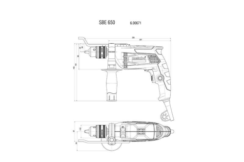 Дрель ударная SBE 650 650Вт БЗП картон Metabo 600671850 фото 2