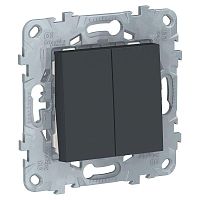 Механизм выключателя 2-кл. 2мод. СП Unica New IP21 (сх. 5) антрацит SchE NU521154