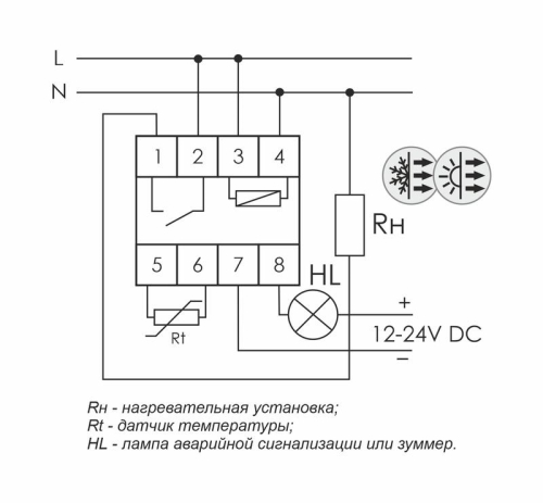 Регулятор температуры RT-820M от -30 до +140 град.C; 16А 24-264В DC/30-264В AC 1Z IP20 микропроцессорный; многофункц.; цифровая индикация; выносной датчик с термоус. проводом; монтаж на DIN-рейке 35мм F&F EA07.001.007 фото 2