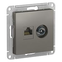 Розетка компьютерная + телевизионная 2-м AtlasDesign RJ45 кат.5E + TV механизм сталь SchE ATN000989