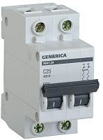 Выключатель автоматический модульный 2п C 25А 4.5кА ВА47-29 GENERICA IEK MVA25-2-025-C
