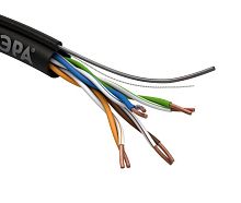 Кабель витая пара U/UTP Cat5e 4х2х24 AWG CU PE+ТРОС OUTDOOR (1/18) (уп.305м) ЭРА Б0044432