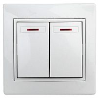 Выключатель 2-кл. СП Plano 10А IP20 1-105-01 250В с подсветкой бел. Intro Б0027603