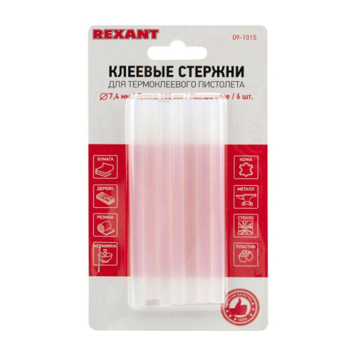 Стержень клеевой d7мм L100мм прозр. (блист.6шт) Rexant 09-1015 фото 2