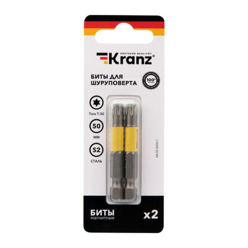 Бита Torx T30х50мм для шуруповерта (уп.2шт) Kranz KR-92-0430-1 фото 3