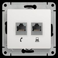 Механизм розетки комп. + телеф. 2-м СП Glossa RJ11 + RJ45 бел. SchE GSL000185