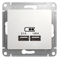 Розетка USB 2-м СП Glossa A+A 5В/2.1А 2х5В/1.05А механизм бел. SchE GSL000133