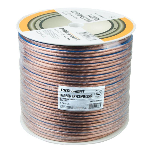 Кабель Stereo 2х6 BLUELINE прозр. (уп.100м) PROCONNECT 01-6210-6 фото 2