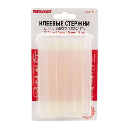 Стержень клеевой d11мм L100мм прозр. (блист.12шт) Rexant 09-1220 фото 2