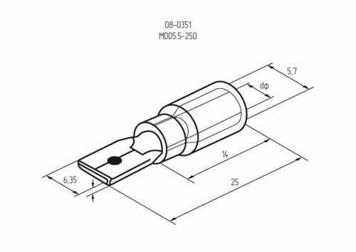 Клемма плоская изол. (штекер) (VM 5.5-250) REXANT 08-0351 фото 3