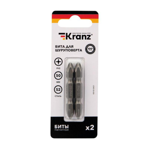 Бита для шуруповерта PH2-PH2х50мм (уп.2шт) Kranz KR-92-0451 фото 3