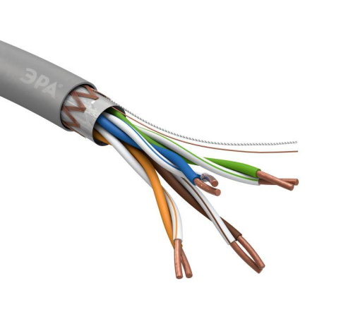 Кабель витая пара SF/UTP 4х2х24 AWG Cat5e CU PVC (уп.305м) ЭРА Б0044691 фото 2