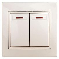 Выключатель 2-кл. СП Plano 10А IP20 1-105-02 250В с подсветкой сл. кость Intro Б0027604