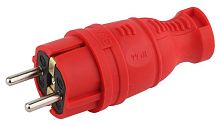 Вилка каучуковая з/з прямая 16А IP44 красн. V8-RED-IP44 Эра Б0044547