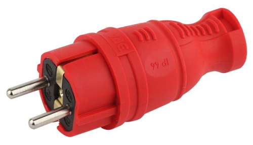 Вилка каучуковая з/з прямая 16А IP44 красн. V8-RED-IP44 Эра Б0044547