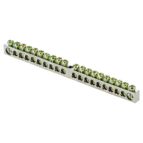 Шина PEN "ноль-земля" 6х9 20 отв. никель крепеж по центру PROxima EKF sn1-63-20 фото 2