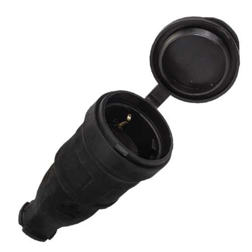 Розетка переносная PROxima 16А IP44 230В 2P+PE с защ. крышкой каучук EKF RPS-012-16-230-44 фото 2