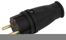 Вилка VX10-B-IP44 16А IP44 прямая с заземл. каучук черн. ЭРА Б0055414
