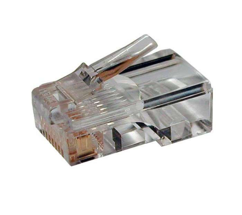 Разъем PLUG-8P8C-U-C5-100 RJ45(8P8C) под витую пару кат.5e универс. (для ож и мж кабеля) Hyperline 49377