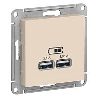 Механизм розетки USB AtlasDesign 5В 1порт х 2.1А 2порта х 1.05А беж. SchE ATN000233