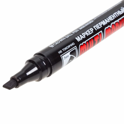Маркер перманентный Crown "Multi Marker Chisel" 5мм скошенный черн 08-8801