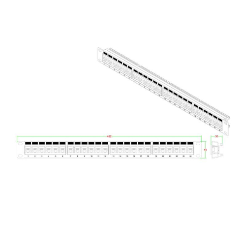 Патч-панель 19дюйм 1U RJ45 кат.5e 24 порта PP3-19-24-8P8C-C5E-110D черн. Hyperline 246095 фото 2