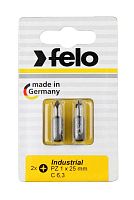 Бита крестовая PZ 2х25 серия Industrial (уп.2шт) в блистере Felo 02102036