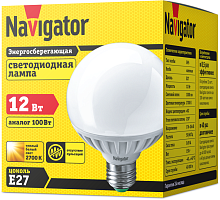Лампа светодиодная 94 147 NLL-G95-12-230-2.7K-E27 12Вт шар 2700К тепл. бел. E27 1000лм 176-264В Navigator 94147