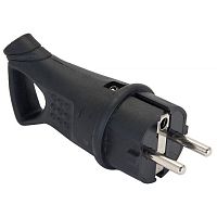 Вилка угловая с кольцом 230В 2P+PE 16А IP44 каучук Basic EKF RPS-017-16-230-44