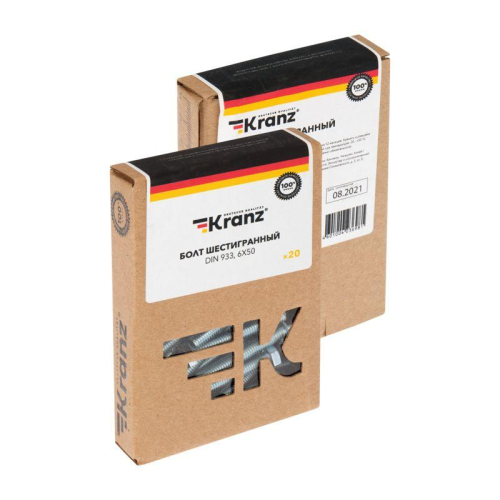 Болт с шестигранной головкой 6х50 DIN 933 (уп.20шт) Kranz KR-01-3512-016 фото 4