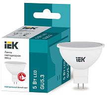 Лампа светодиодная ECO MR16 5Вт 4000К бел. GU5.3 450лм 230-240В IEK LLE-MR16-5-230-40-GU5