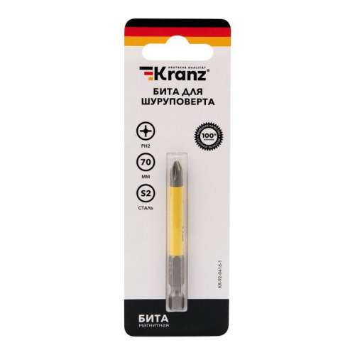 Бита для шуруповерта PH2х70мм (уп.1шт) Kranz KR-92-0416-1 фото 3