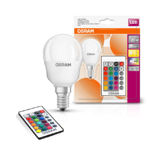 Лампа светодиодная LED STAR+ DIM с пультом P 25 4.5W/827 шар 4.5Вт 2700К тепл. бел. E14 250лм 220-240В мат. пласт. OSRAM 4058075045712 фото 3