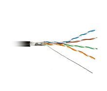 Кабель FTP 4-C5E-SOLID-OUTDOOR-40-500 витая пара экран. FTP (F/UTP) кат.5e 4х2х0.5 (24 AWG) ож (solid) экран-фольга для внешн. прокладки PE (-40град.C - +60град.C) черн. (уп.500м) Hyperline 49110