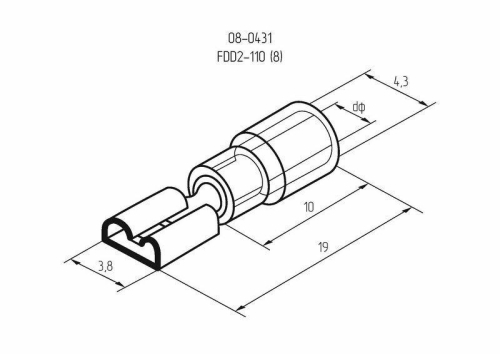 Клемма плоская изол. (гнездо) (VF 2-110(8)) REXANT 08-0431 фото 6