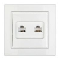Розетка компьютерная + телефонная 2-м СП Минск RJ45 + Phone бел. Basic EKF ERK00-135-10