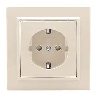 Розетка 1-м СП Минск 16А IP20 с заземл. защ. шторки беж. EKF ERR16-028-200