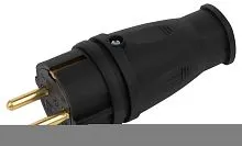 Вилка VX10-B-IP44 16А IP44 прямая с заземл. каучук черн. ЭРА Б0055414