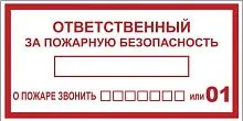 Знак "Ответственный за пожарную безопасность" 150х300мм пластик EKF pn-f-20