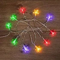 Гирлянда светодиодная "Звездочки" 1.5м 10LED мультиколор провод прозр. 2хAA (батарейки не в комплекте) Neon-Night 303-090
