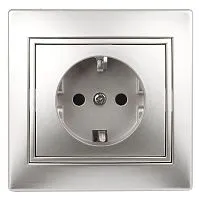Розетка 1-м СП Plano 1-202-03 16А IP20 250В 2P+E Schuko алюм. Intro Б0030058