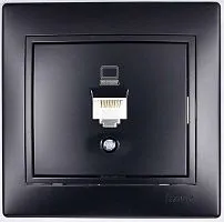 Розетка компьютерная 1-м СП Мира RJ45 черн. бархат LEZARD 701-4242-139