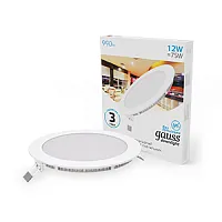 Светильник светодиодный Slim 170х22 12Вт 6500К 990лм IP20 180-265В круг монтаж. отв. d155 Gauss 939111312
